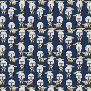 $7 Per Yard Star Wars Navy Mandalorian Hello Friend Quilt Fabric Camelot - Picture 1 of 1