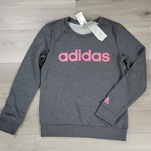 Adidas Women's Sweatshirt Pullover Essentials Logo Small Dark Grey Heather New - Picture 1 of 11