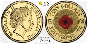 Australia 2012-C $2 Red Poppy "C" mintmark PCGS MS68 #9254 - Picture 1 of 1