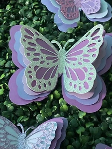 Cardstock paper butterflies  3D Glitter 15 pieces  - Picture 1 of 9