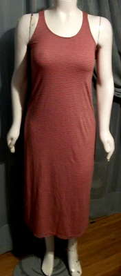 Новый размер L просто любовь розовый, серый в полоску макси платье без рукавов груди 38» X Ln 55» - Изображение 1 из 3