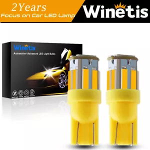 2PCS T10 194 168 192 2825 W5W Amber LED Wedge Interior Bulb Light Yellow 3000K - Picture 1 of 9