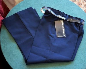 FRENCH TOAST Girl Uniform Pants Slacks Khaki Navy BLUE SZ 8 - 20 Flower BELT - Picture 1 of 8