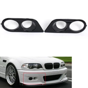 2X Front Fog Light Cover Grille Trim Gloss Black For BMW E46 M3 2001~2006 2Door - Picture 1 of 7