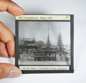 2 ANTIGUAS LINTERNAS MÁGICAS DIAPOSITIVAS FOTO BIRMANIA VISTA GENTE VESTIDO - Imagen 1 de 2