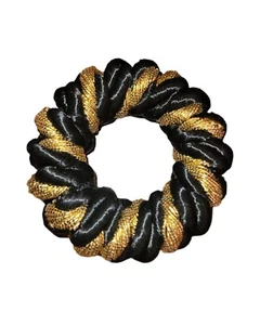 Dillard's Set of 8 Black Gold Round Rope Napkin Rings Satin Metallic 2.5" - Picture 1 of 4