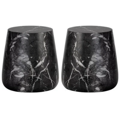 Home Square Aries 15" Modern Concrete Side Table in Black - Set of 2 - Image 1 of 2