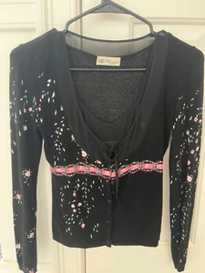 Blumarine Twinset Negro con Rosebuds Talla IT 38 US XS / sm - Imagen 1 de 10