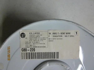 18 AWG Solid T-Stat Wire 2 Conductors 500 FT Spool G80-220 type CMH ft1 - Picture 1 of 8
