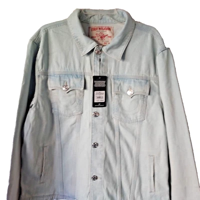 Jaqueta jeans Jesse caminhoneiro VERDADEIRA RELIGIÃO masculina grande lavagem leve US$ 159 - Imagem 1 de 4