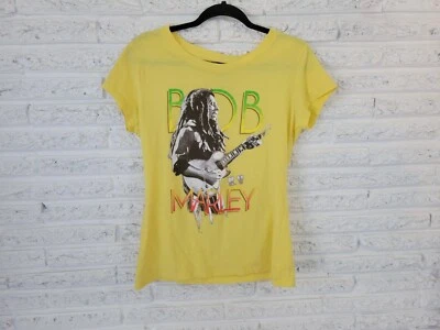 Bob Marley Womens Shirt Tee 2XL Yellow Short Sleeves Reggae Rock Cotton Blend - Image 1 of 4