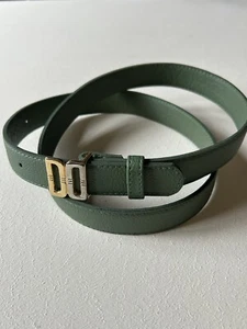 Green Woman Belt Synthetic 2.3 cm wide with Gold Buckle Size 30-34 - Picture 1 of 9