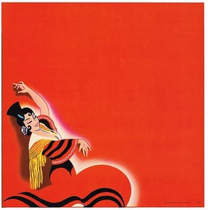 ORIGINAL STOCK CRATE LABEL 1940S ART DECO SPANISH NOS PINUP MEXICAN 9X9 FLAMENCO - Picture 1 of 1