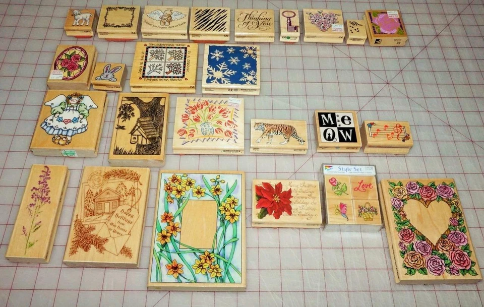 Винтажные резиновые штампы Stampede на выбор! Цветы кроличьи сердца музыка - Изображение 1 из 1