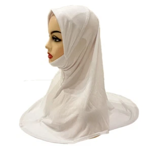 Kids Girls One Piece Amira Instant Hijab Turban Head Wrap Shawl Muslim Headscarf - Picture 1 of 46