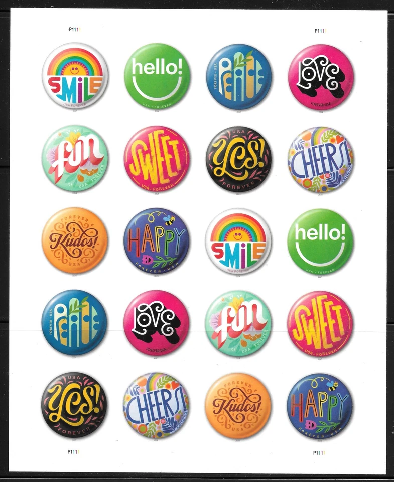 Scott #5928c IMPERFORATE (NO DIE-CUT) Pinback Buttons, Full Pane 20--SOLD OUT!!! - Image 1 of 1