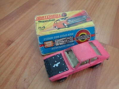 VINTAGE MATCHBOX LESNEY SUPERFAST NO.54 FORD CAPRI PINK CAR BOXED - Image 1 of 3
