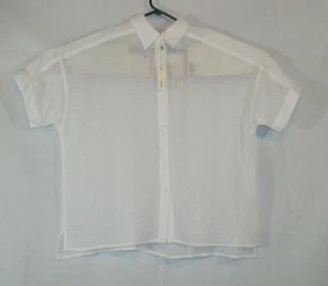 NWT$98 Max Studio Medium Oversized Button Up Blouse White Collared Top - Picture 1 of 17