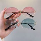 Metal Oval Sunglasses UV400 Protection Frameless Shades  for Women & Men