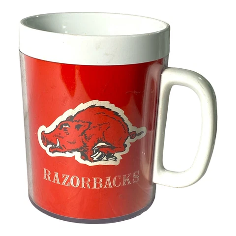 Vintage Thermo Serv Arkansas Razorbacks Plastic Coffee Mug Cup Cover