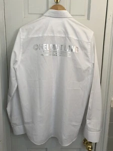  Nueva Camisa Helmut Lang Para Hombre Blanca Con Botones Espalda Logo Talla L MRSP 360$ - Imagen 1 de 9