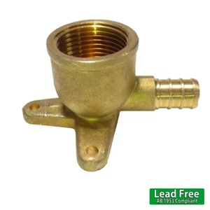 1/2" PEX x 3/4" Female NPT Drop Ear Elbow Brass Crimp Fittings LEAD FREE - Picture 1 of 3