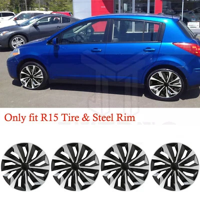 Set of 4 For Nissan Versa 2008-2016 15" Snap On Hub Caps Wheel Rim Full Covers - Imagem 1 de 4