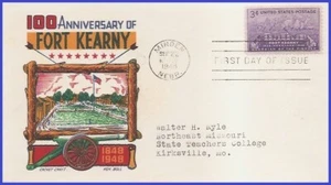 USA8 # 970 ADDR CACHET CRAFT 2 FDC Fort Kearny Centenario - Imagen 1 de 1
