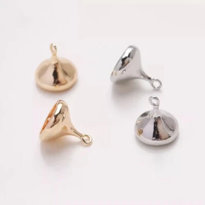 10pc Gold/Silver Cone Bead Cap,Drilled Bead Cap,Peg For Half Drilled Pearl Mount - Изображение 1 из 4