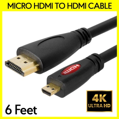 CMPLE 6 Feet Micro HDMI Cable Micro HDMI to HDMI Cord Adapter Tablet Camera TV Monitor