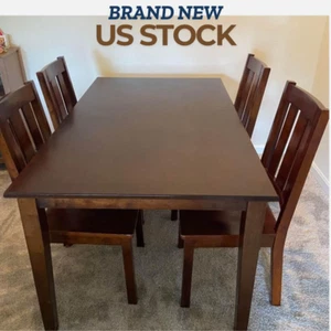 5 Piece Contemporary Solid Wood Dining Set Kitchen Dining Table With Chairs - Picture 1 of 5