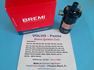 Volvo Penta Bremi Ignition Coil AQ115 AQ120 AQ125 AQ130 AQ131 AQ140 AQ145 AQ151+ - Picture 1 of 4