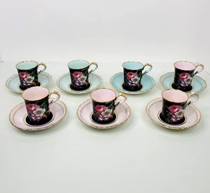 Juego de 14 tazas y platillos vintage Paragon Demitasse doble garantía rosa verde azulado azul - Imagen 1 de 24