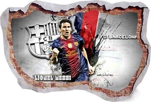 Messi Barcelona FC football Club Player 3D Smashed Wall Decal View Mural Art 558 - Picture 1 of 1