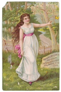 Antique Victorian Trade Card HALL'S VEGETABLE SICILIAN HAIR RENEWER - Picture 1 of 2