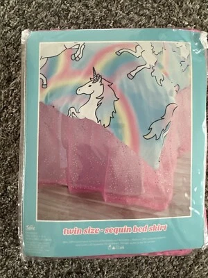 Justice девочек розовый блестки Twin кровать юбка тюль блестки юбка 39 «x 75» новый - Изображение 1 из 2