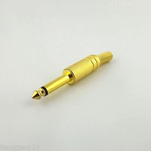 1pc 6.35mm 1/4" Mono TS Male Plug Audio Guitar Speaker Cable Solder Gold Adapter - Picture 1 of 11