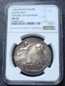 1954 Mexico Silver Grove - 647a Defense Of Guaymas MS 65 - Picture 1 of 4