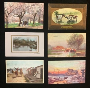 Cartoline d'epoca - (6) varie con bovini e cavalli divisi e indivisi - Foto 1 di 4