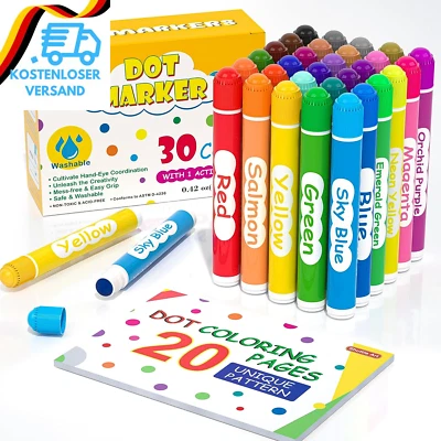 BESUCHE DEN SHUTTLE ART-STORE Shuttle Art 30 Farbige Dot Markers, Kinderstifte Auswaschbar, Bingomarker (Bingo