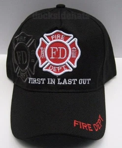 FIRE DEPARTMENT Gorra/Sombrero Negro Nuevo "1st In Last Out" *Envío Gratis* - Imagen 1 de 4