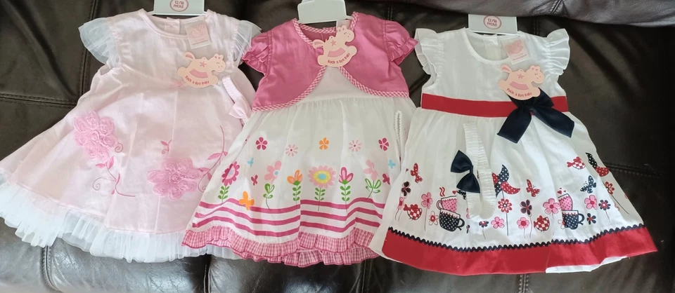 ROCK A BYE BABY Rockabye BABY GIRLS FLORAL SUMMER DRESS OUTFIT HEADBAND KNICKERS 6-12M