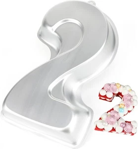 Number 2 Shaped Cake Pan, DIY 3D Two-year Old Birthday Cake Pan, Aluminum Cake - Picture 1 of 8