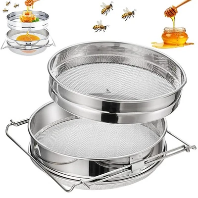 Honigfilter Doppeltes Sieb Edelstahl Mit Teleskopgriff Für Imkerei - Bild 1 von 4