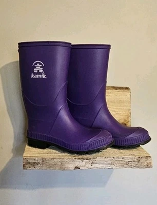 Kamik Stomp Bota de Lluvia de Goma Impermeable Púrpura Niños Unisex Talla 7 Foto 1 de 4