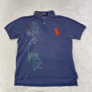 Polo Ralph Lauren Big Pony Dragon Shirt L Navy Asian Graphic Custom Fit Vintage - Bild 1 von 7