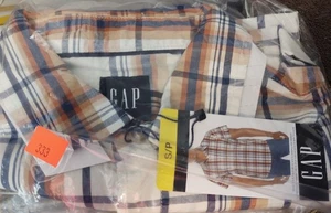 GAP Plaid Shirt NWT Men’s Small Orange Blue Short Sleeve Casual Top - Bild 1 von 5