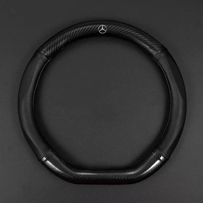 Cubierta de volante de cuero en forma de D de 15" para Mercedes-Benz C E S / GLA GLC GLE Foto 1 de 4