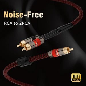 5N OFC Wire HiFi Stereo Audio Y Splitter Cable RCA Splitter 2 Male to 1 Male NEW - Picture 1 of 15