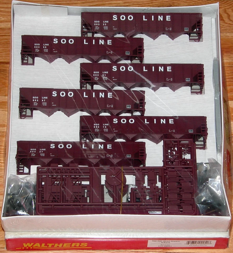 HO WALTHERS 932-49441 100 TON QUAD HOPPER KIT 6-PACK SOO LINE - Image 1 of 1